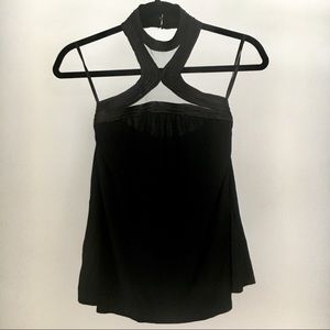 High Neck Line Sheer Black Top
